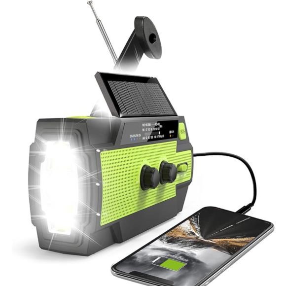 Emergency Crank Weather Radio, 4000mAh Solar Hand Crank Portable AM/FM/NOAA - Picture 1 of 6